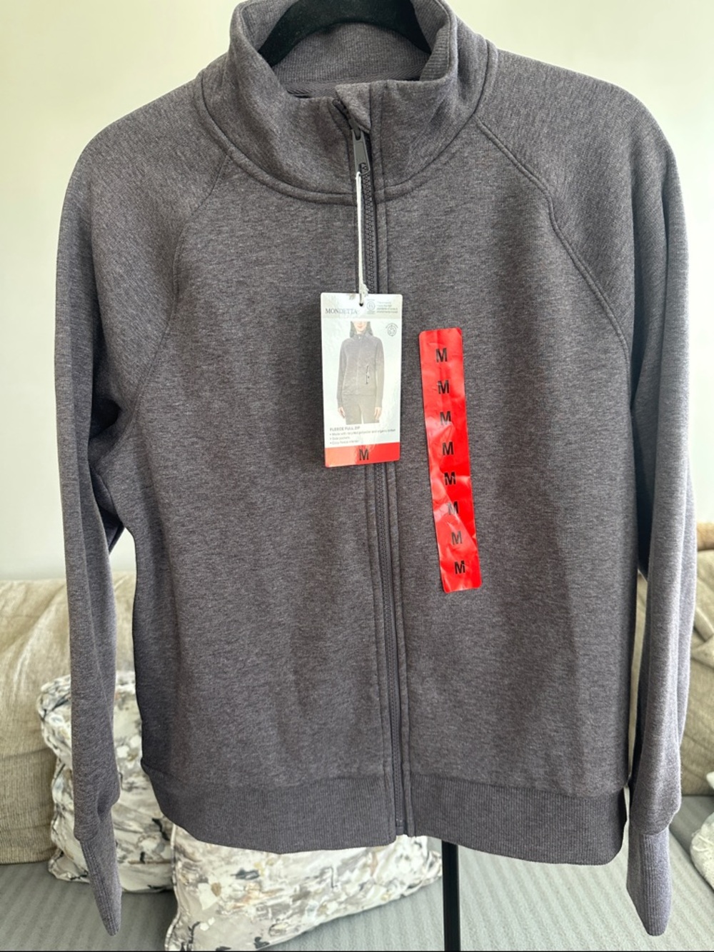 Mondetta NWT Women’s Gray Fleece Full-Zip Jacket Size Medium